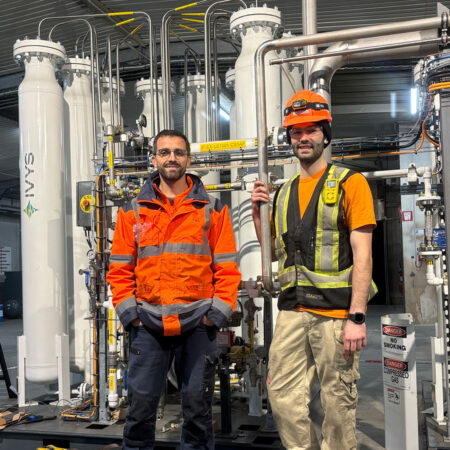 Testing and Site Support Technician at Ivys, Frederick Tremblay, with François Ricoul, Pyrogasification Division Manager from S3D.